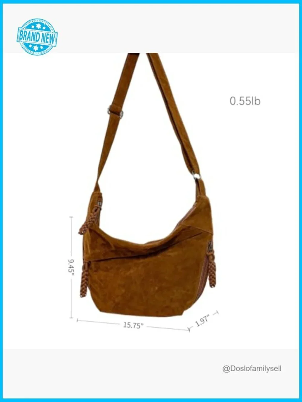 Crescent Crossbody Bag Large Capacity Suede Sling Travel Shoulder Purse